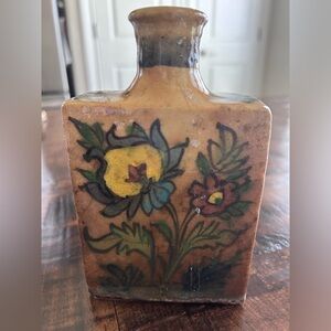 Vintage Iznik Persian Hand Painted Pottery Ceramic Bottle Vase